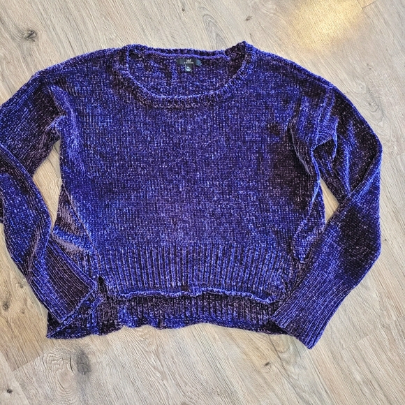 My Michelle Sweaters - Extra Soft Chenille Purple Crop Oversize Sweater